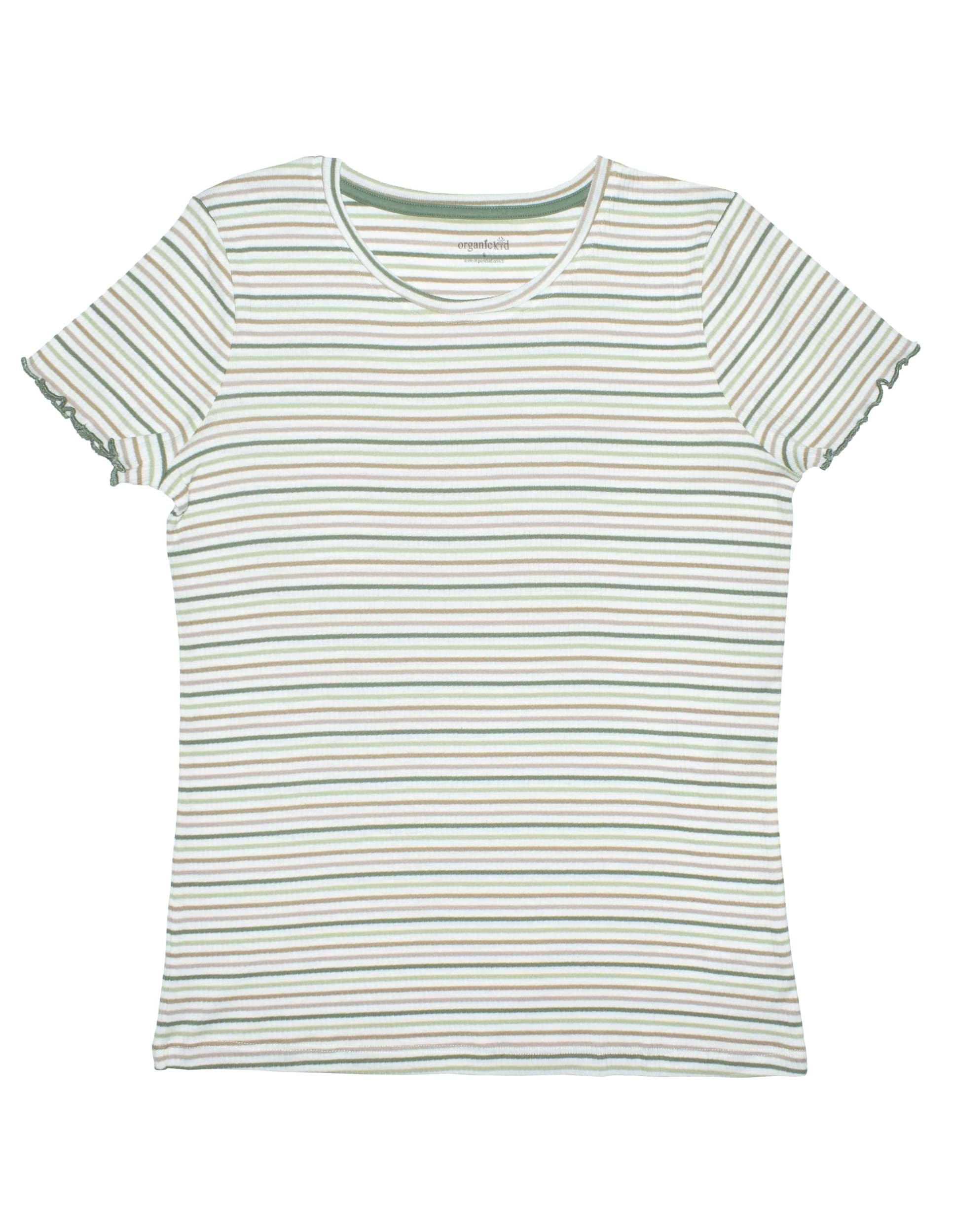 Mini Me Yeşil Çizgili Kadın T-shirt  resmi